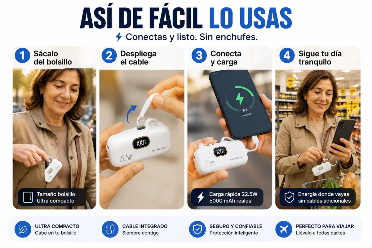 PocketCharge - Tu celular cargado donde vayas, sin cables
