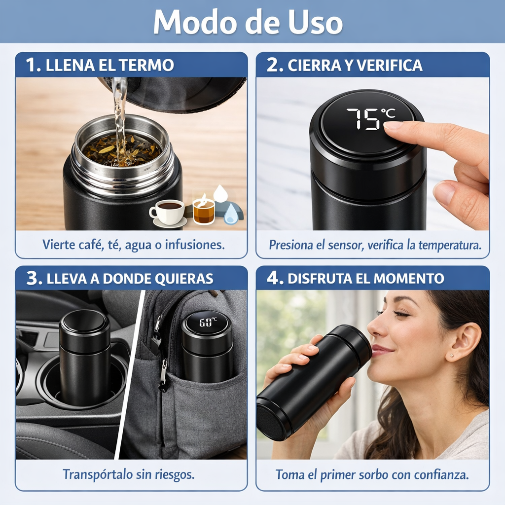 Termo Inteligente con Pantalla LED – Controla la temperatura al instante y protege cada sorbo