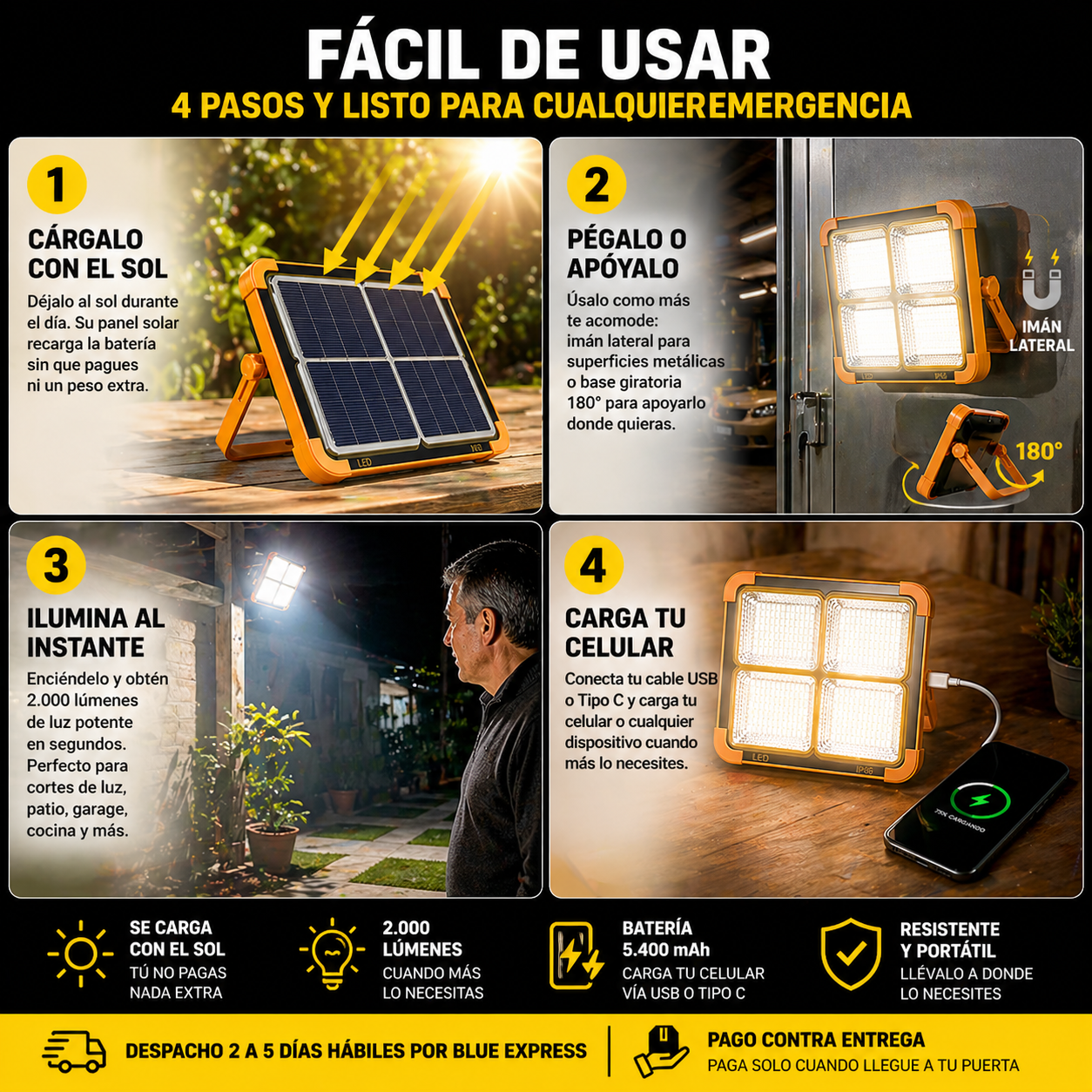 SolarPro 2000 - Ilumina cualquier rincón sin enchufes ni facturas