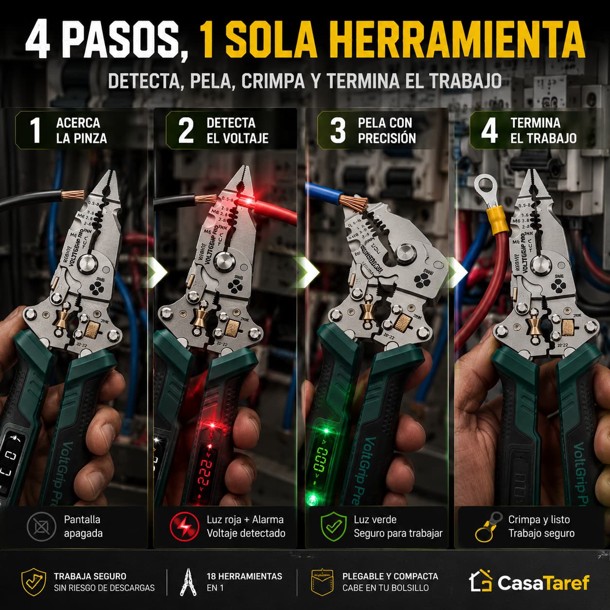 VoltGrip Pro - Pela cables y detecta voltaje con una sola herramienta