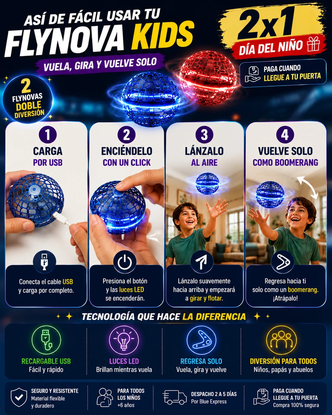 FlyNova Kids — 2 Juguetes Voladores para el Día del Niño