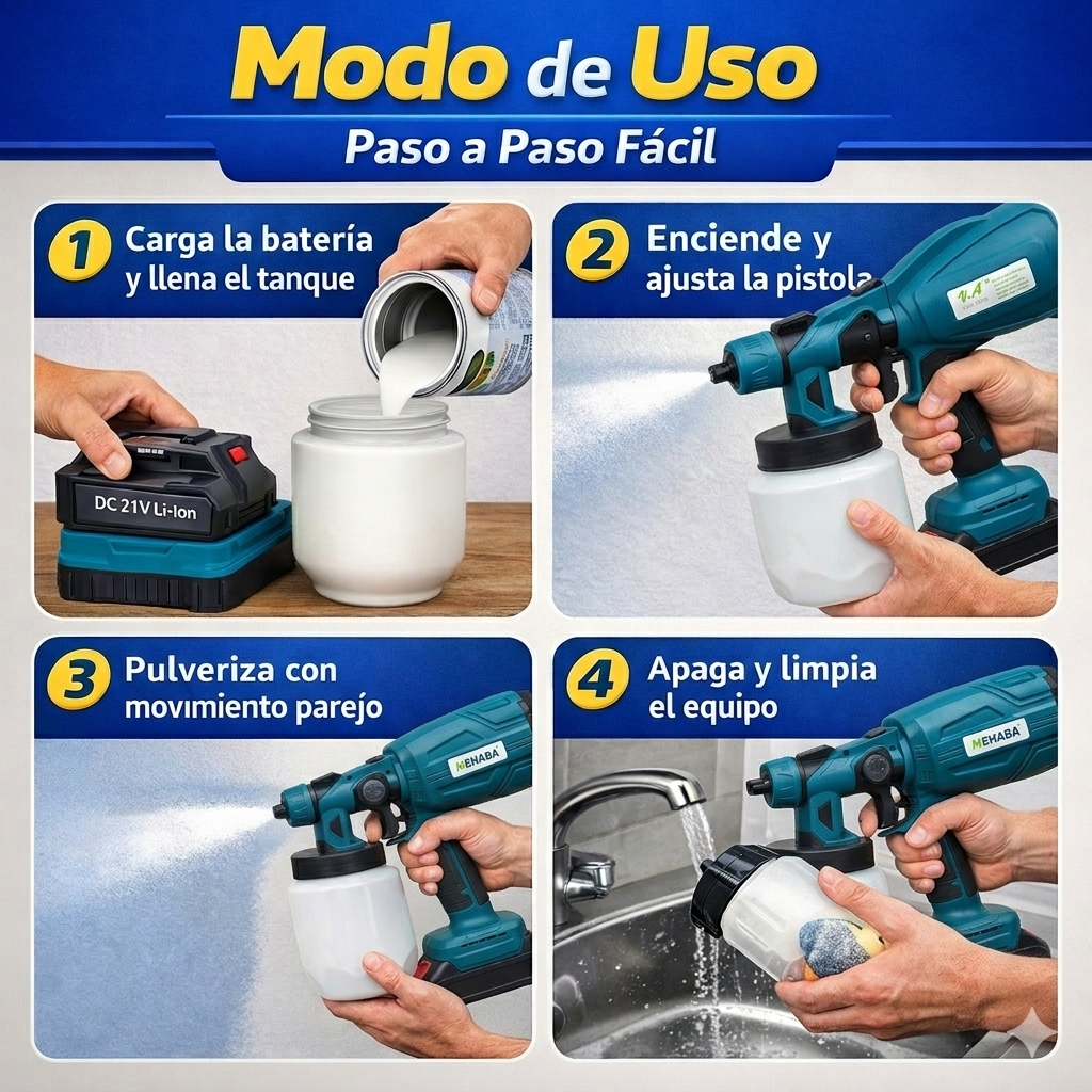 Pistola Pulverizadora Pintura – Inalámbrica – Renueva tu Casa en Menos Tiempo y sin Gastar de Más