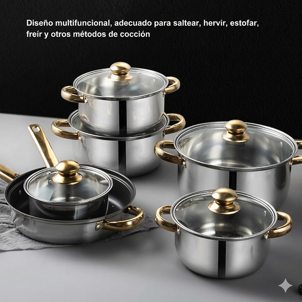 SteelGold Pro — La batería completa que tu cocina merece