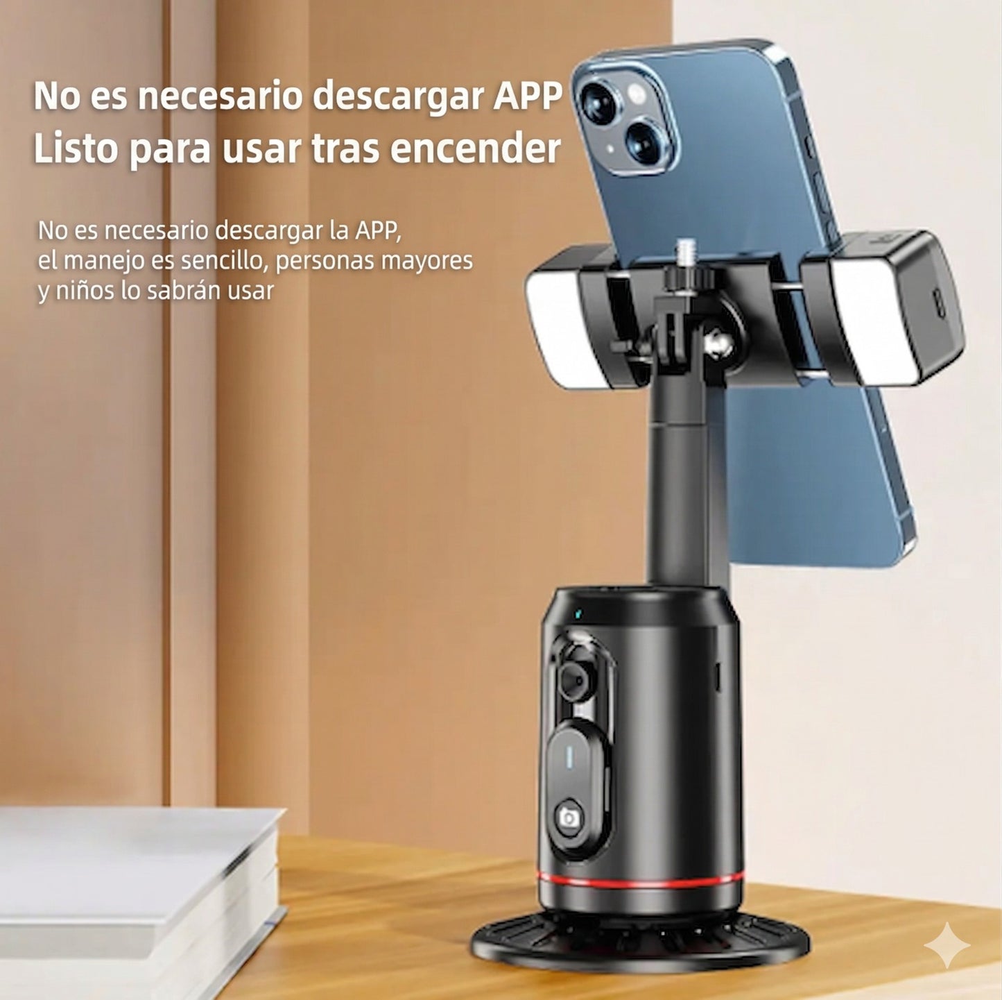 Soporte IA con Seguimiento 360° – Graba Solo y en Movimiento – Tus Videos Perfectos Sin Ayuda de Nadie