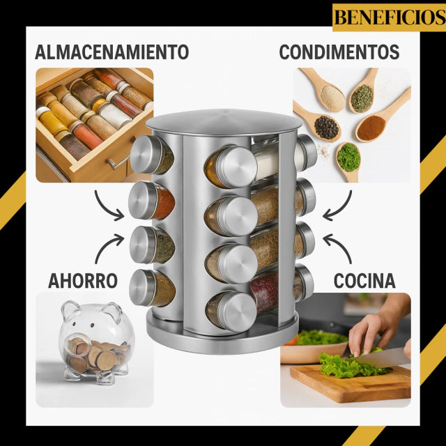 Especiero Giratorio 360° – Mantén tus condimentos al alcance – Cocina ordenada en segundos