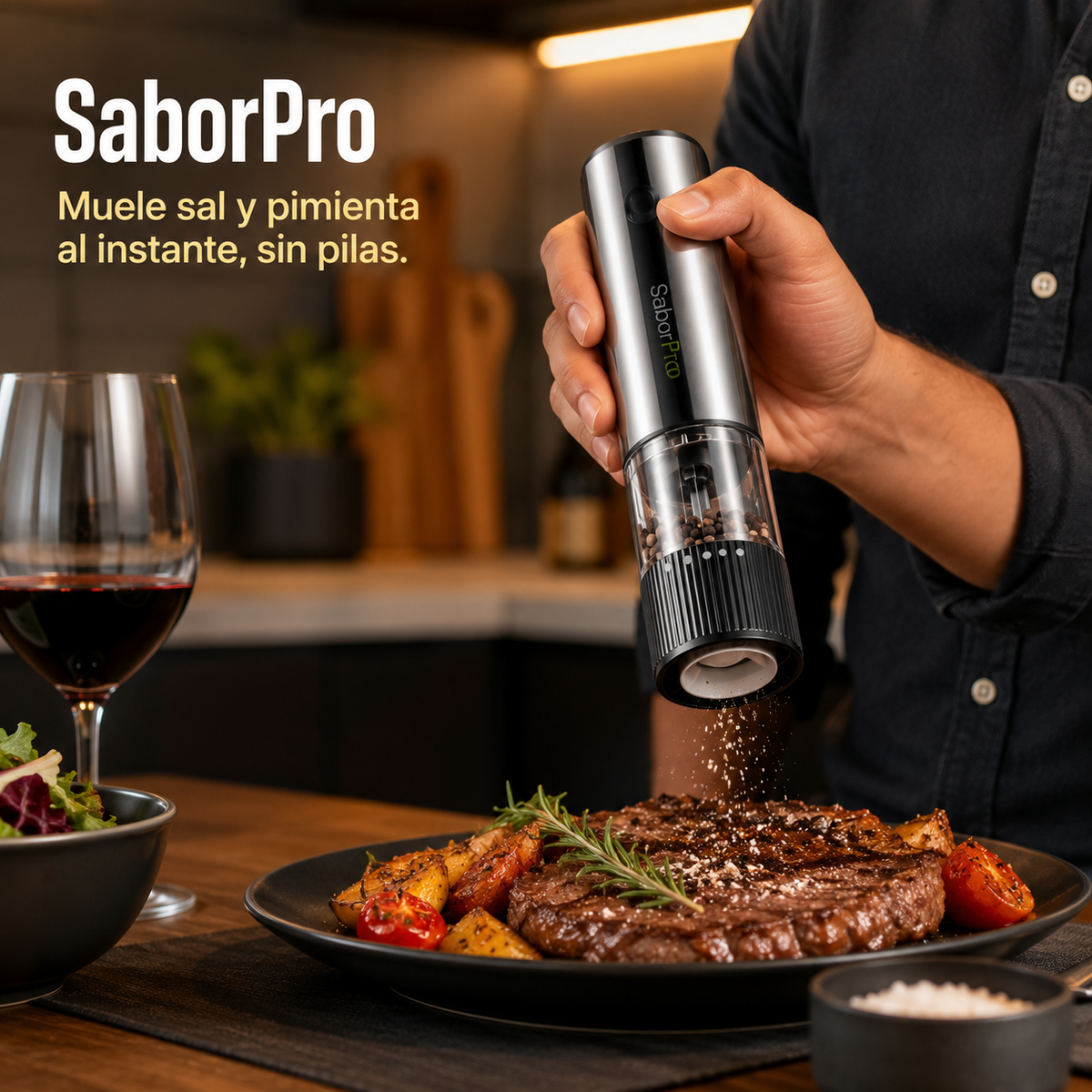 SaborPro - Muele sal y pimienta al instante, sin pilas