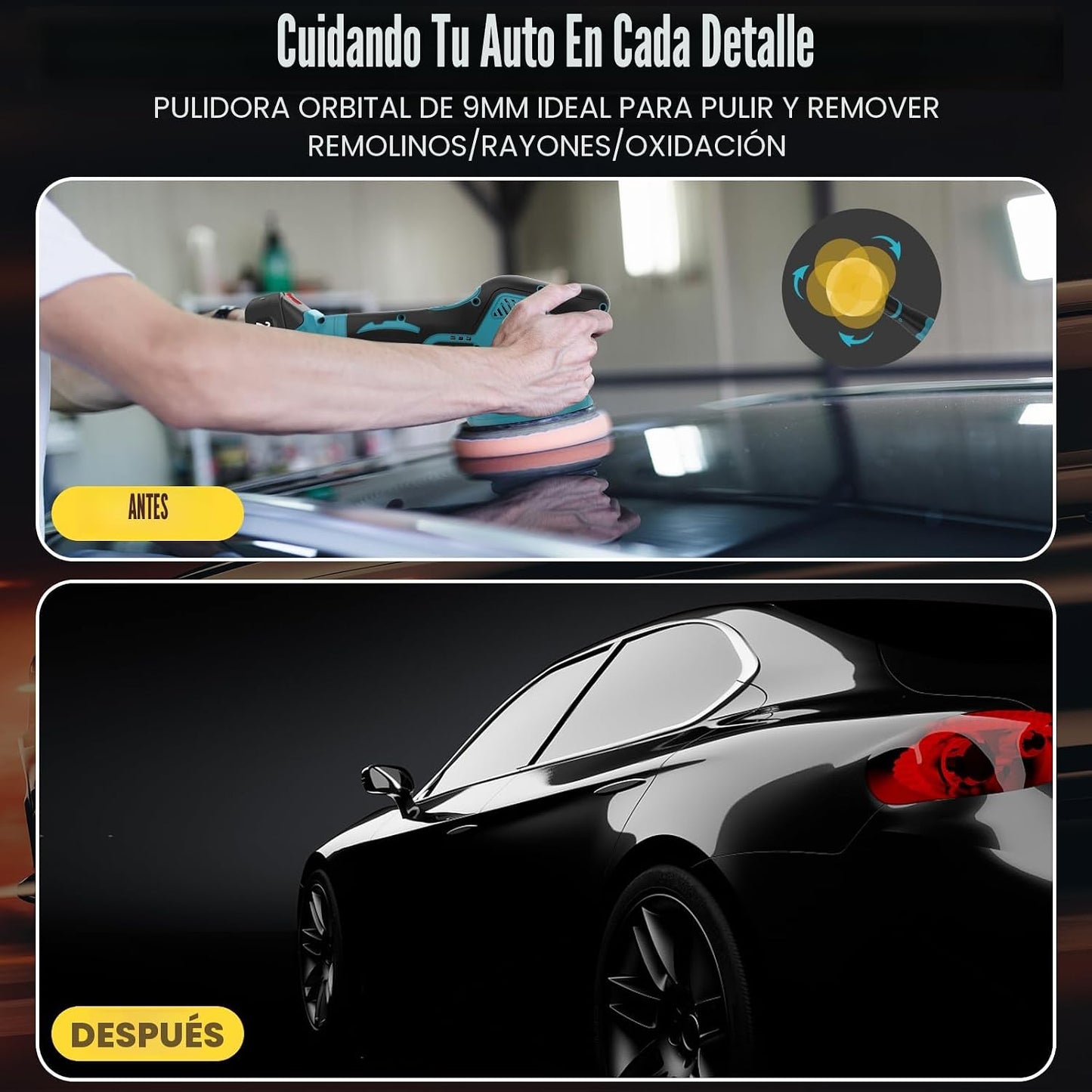 Pulidora Inalámbrica para Autos – Pule y Encera en Minutos – Brillo Profesional desde el Primer Uso