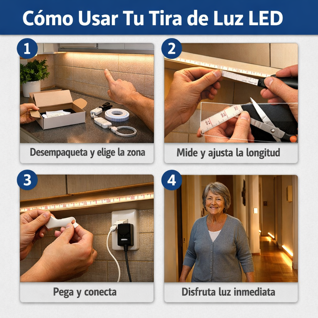 Tira de Luz LED – Iluminación Automática – Más Visibilidad y Seguridad en tu Hogar Desde el Primer Día