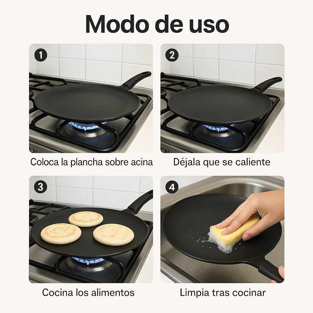 Plancha Antiadherente 30 cm – Cocina Fácil – Resultados Perfectos en Minutos