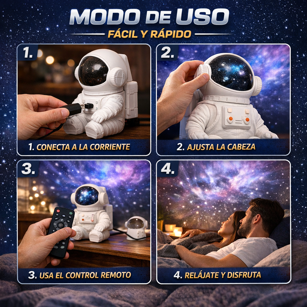 Proyector Astronauta – Luz Galaxia – Ambiente Relajante Nocturno en Minutos