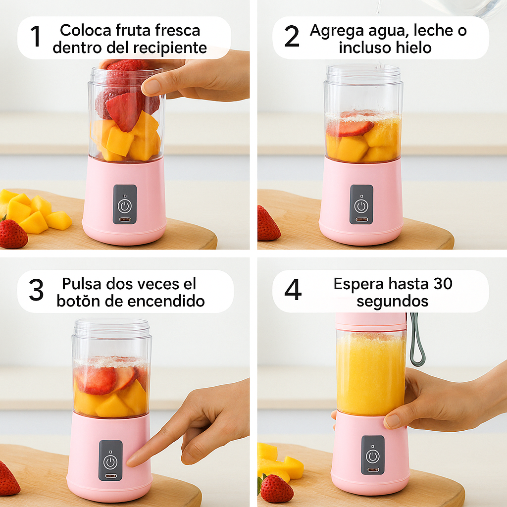Mini Licuadora Portátil 2x1  – Batidos en Segundos – Listos para Disfrutar en Menos de 30s