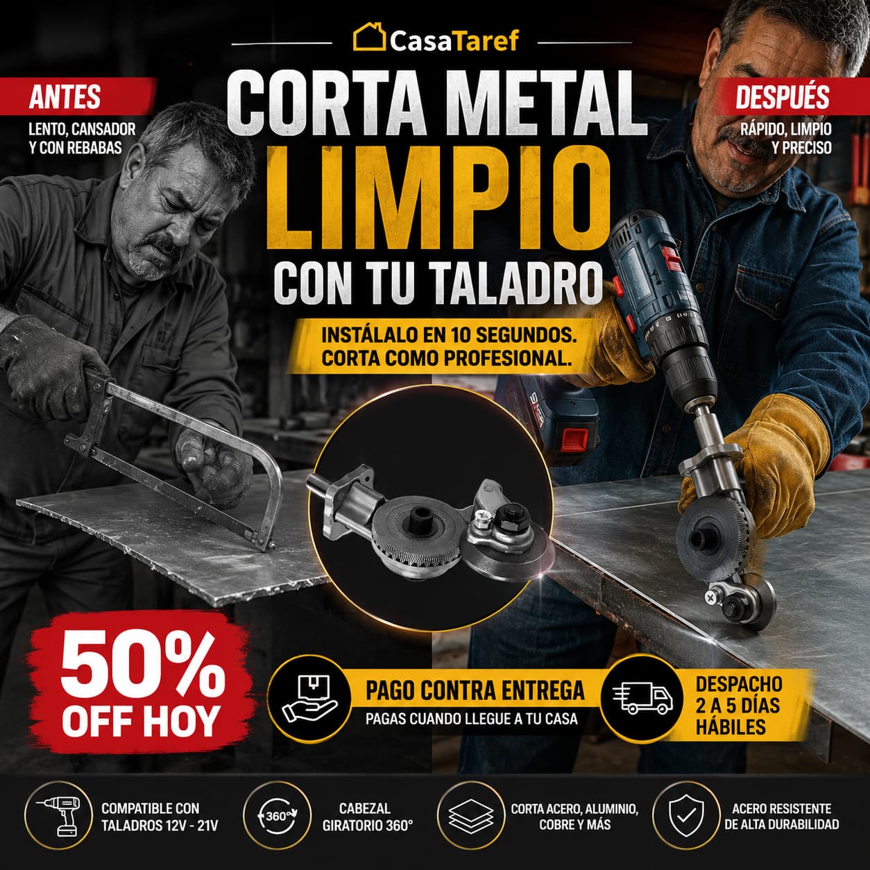 CortaPro Steel — Corta cualquier metal en segundos con tu taladro