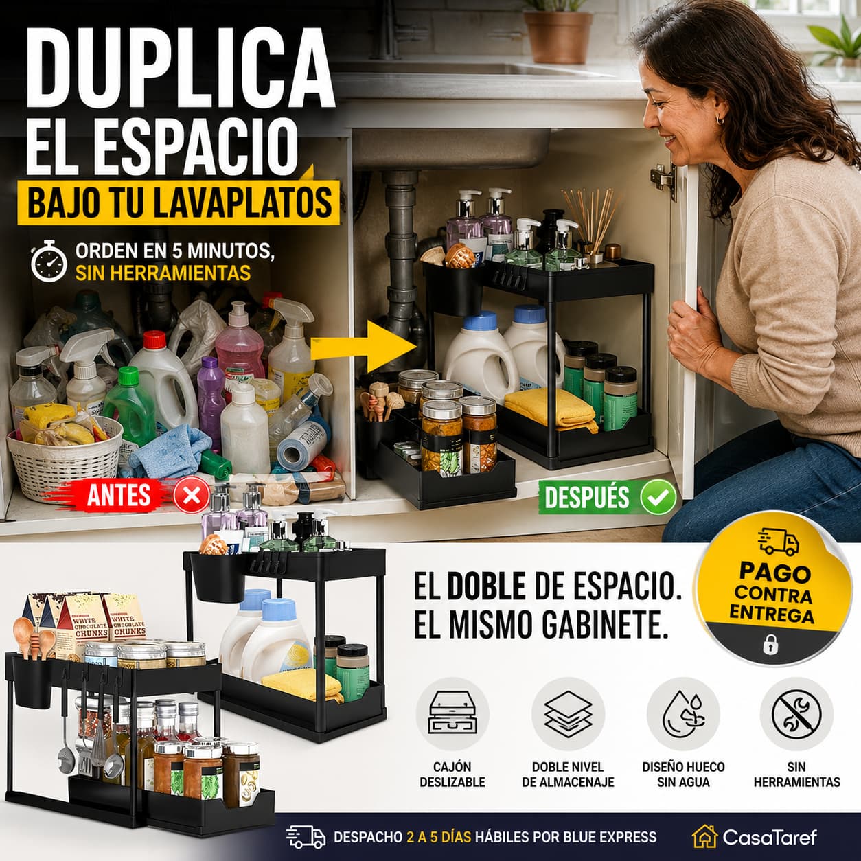 OrdenMax — Duplica el espacio bajo tu lavaplatos sin gastar en muebles