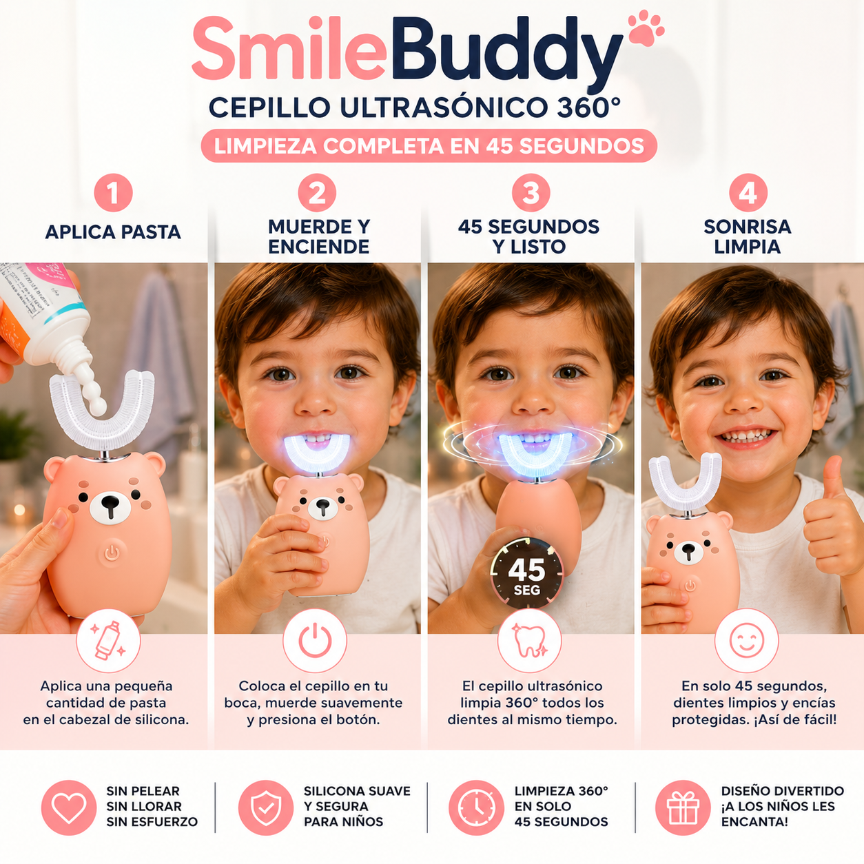 SmileBuddy 2x1 — Limpieza 360° en Solo 45 Segundos
