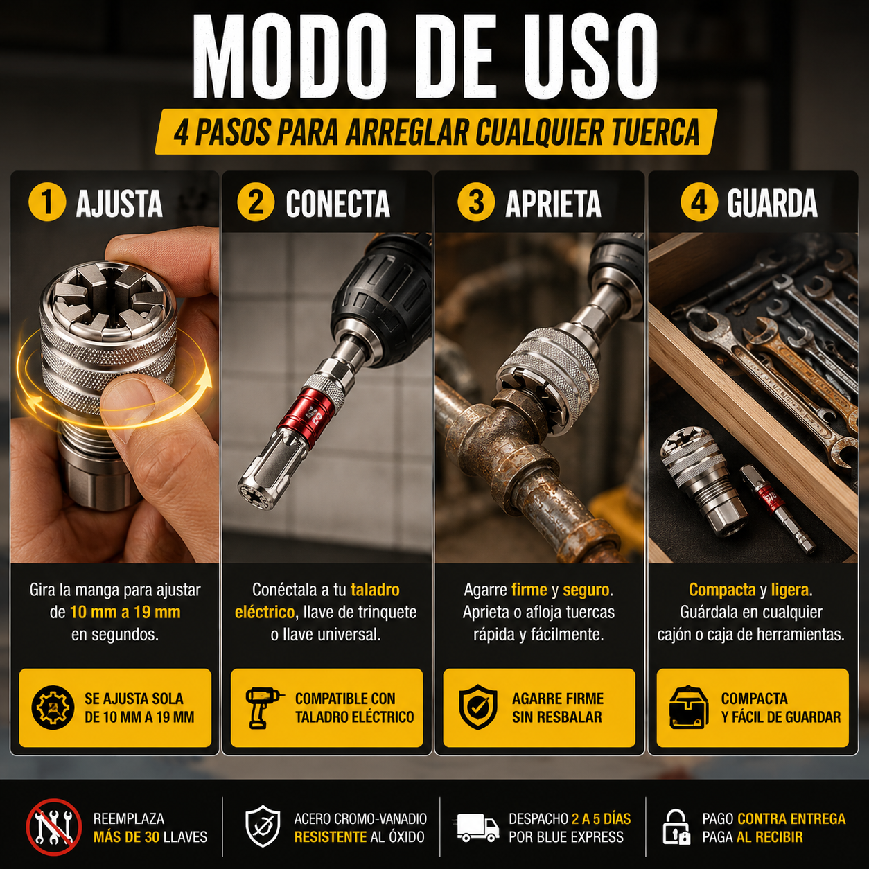 GripFlex Pro — La Llave que Reemplaza Todo Tu Juego de Herramientas