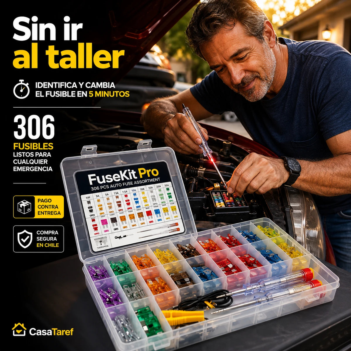 FuseKit Pro — 306 Piezas para Proteger tu Auto de Cualquier Falla Eléctrica