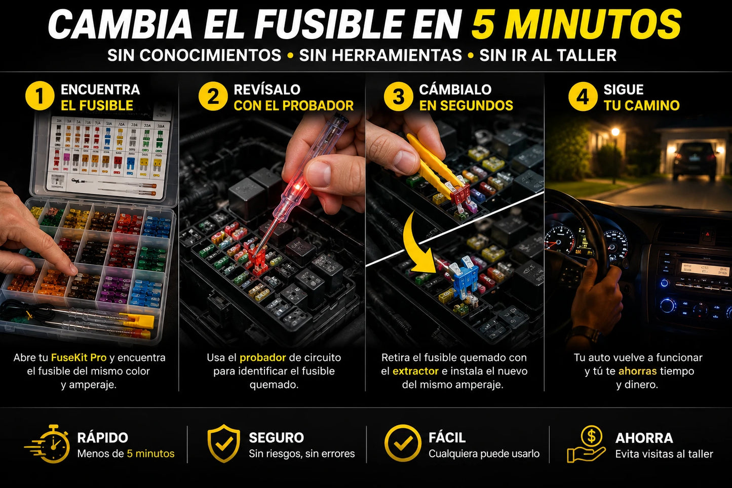 FuseKit Pro — 306 Piezas para Proteger tu Auto de Cualquier Falla Eléctrica