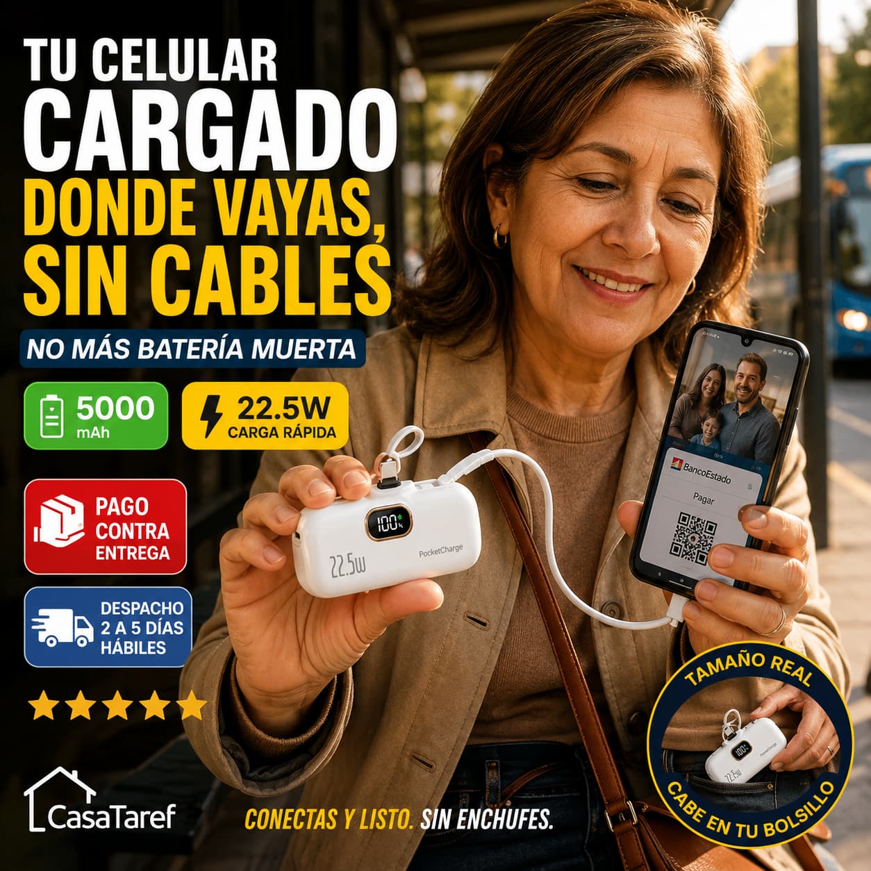PocketCharge - Tu celular cargado donde vayas, sin cables
