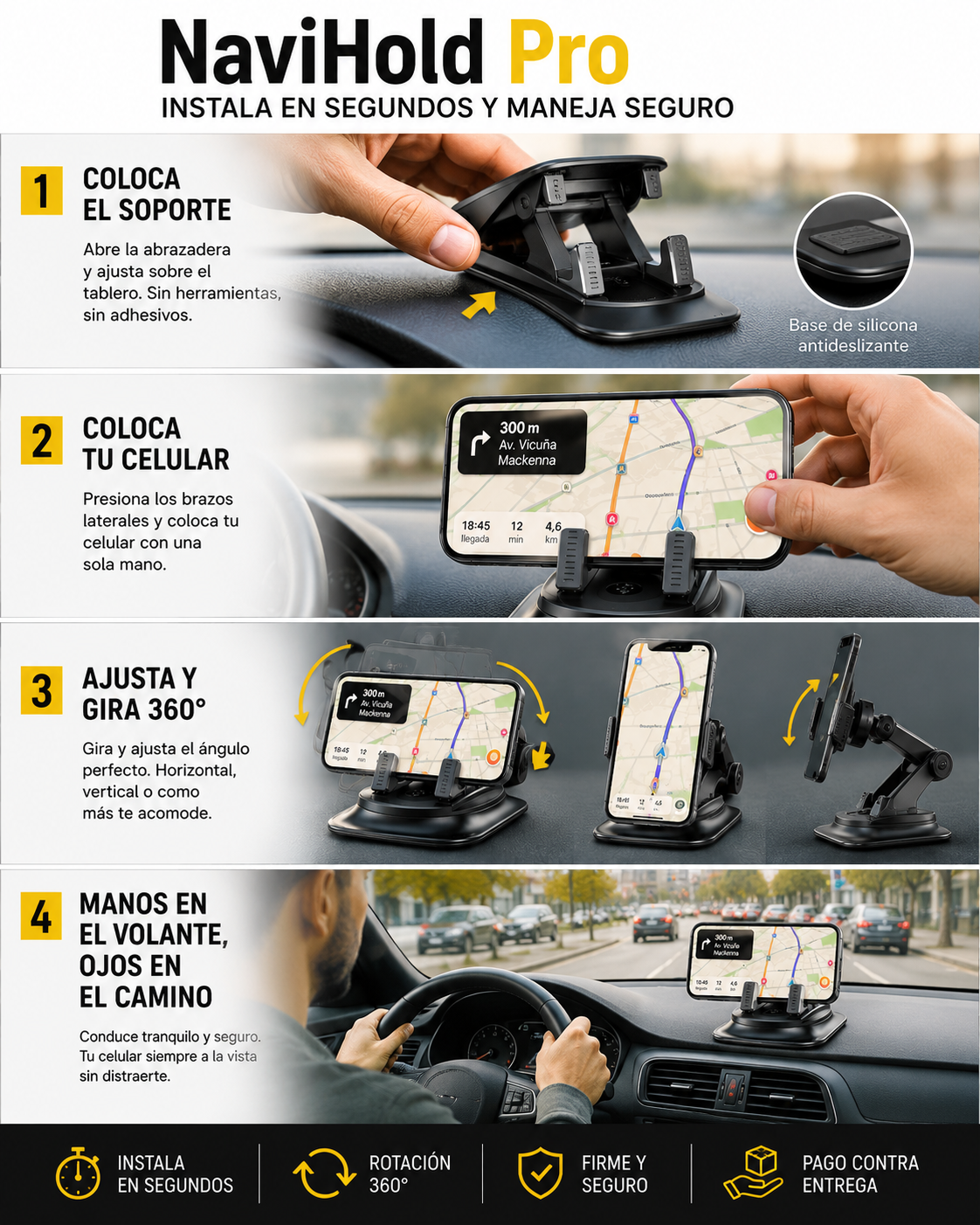 NaviHold Pro - Maneja Seguro y con el Celular Siempre a la Vista