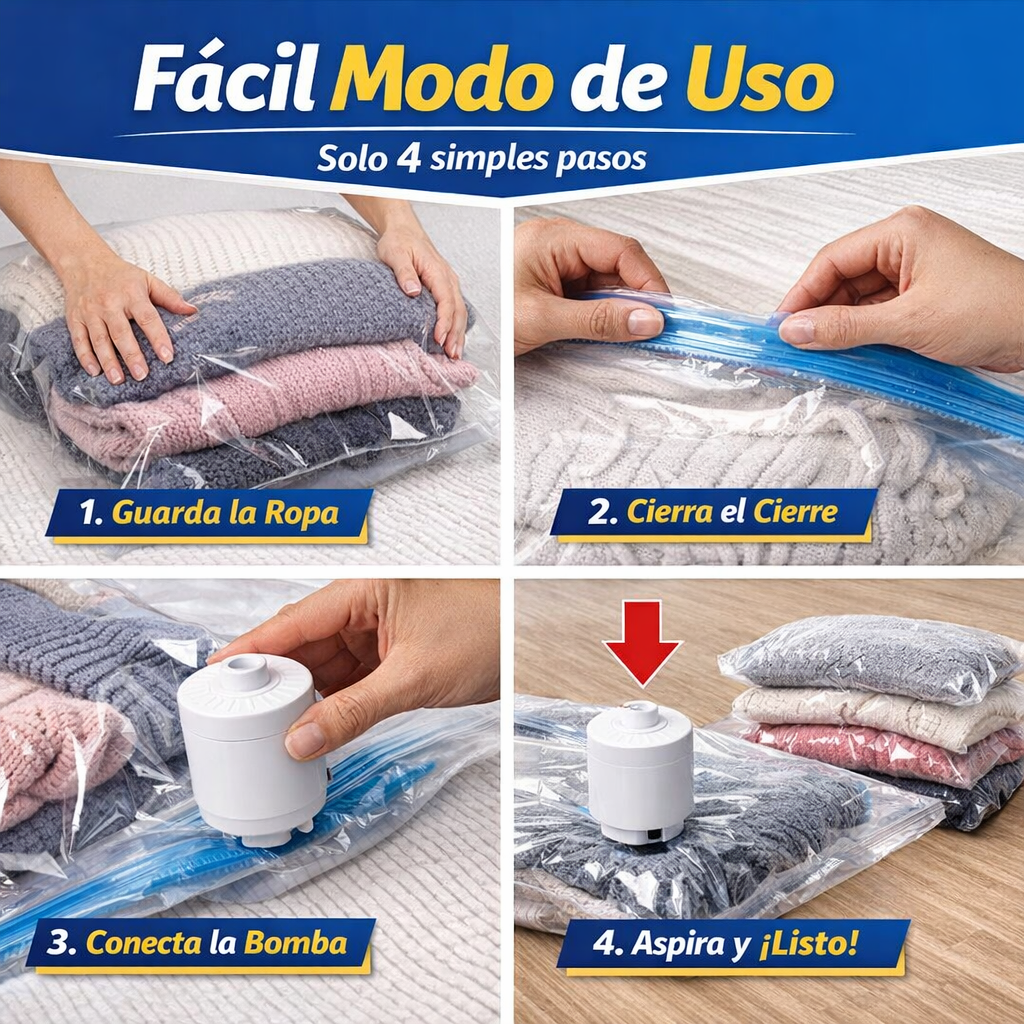 Kit de Bolsas al Vacío – Compresión Inteligente – Ordena tu clóset en minutos