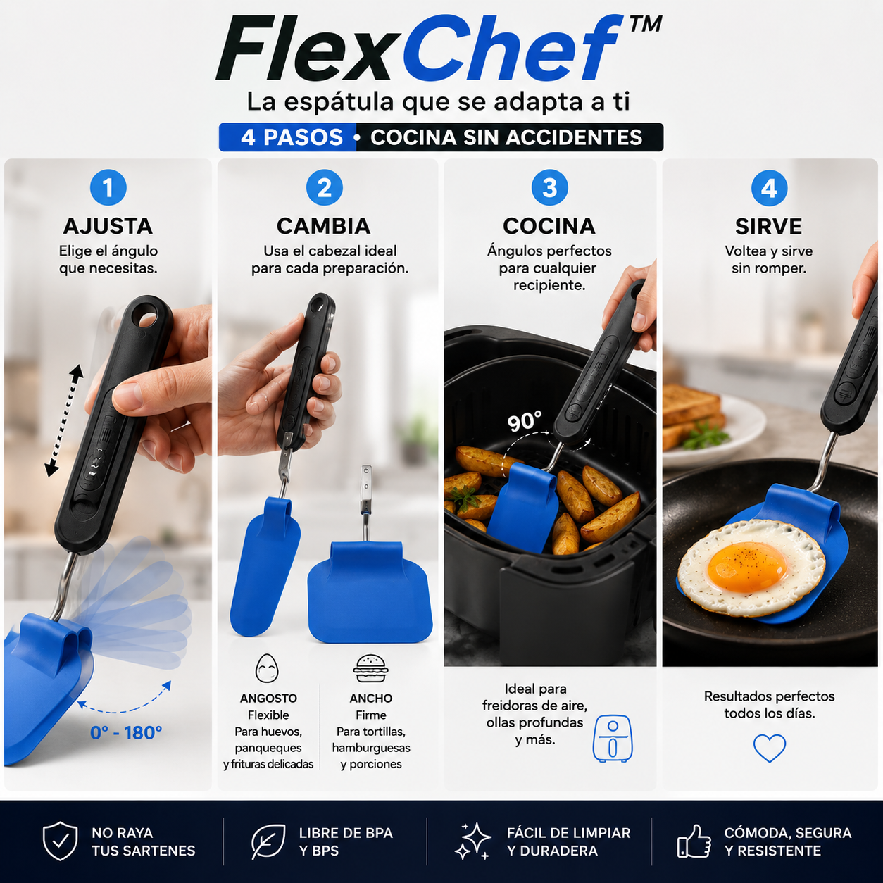 FlexChef™ - La Espátula que se Adapta a Ti