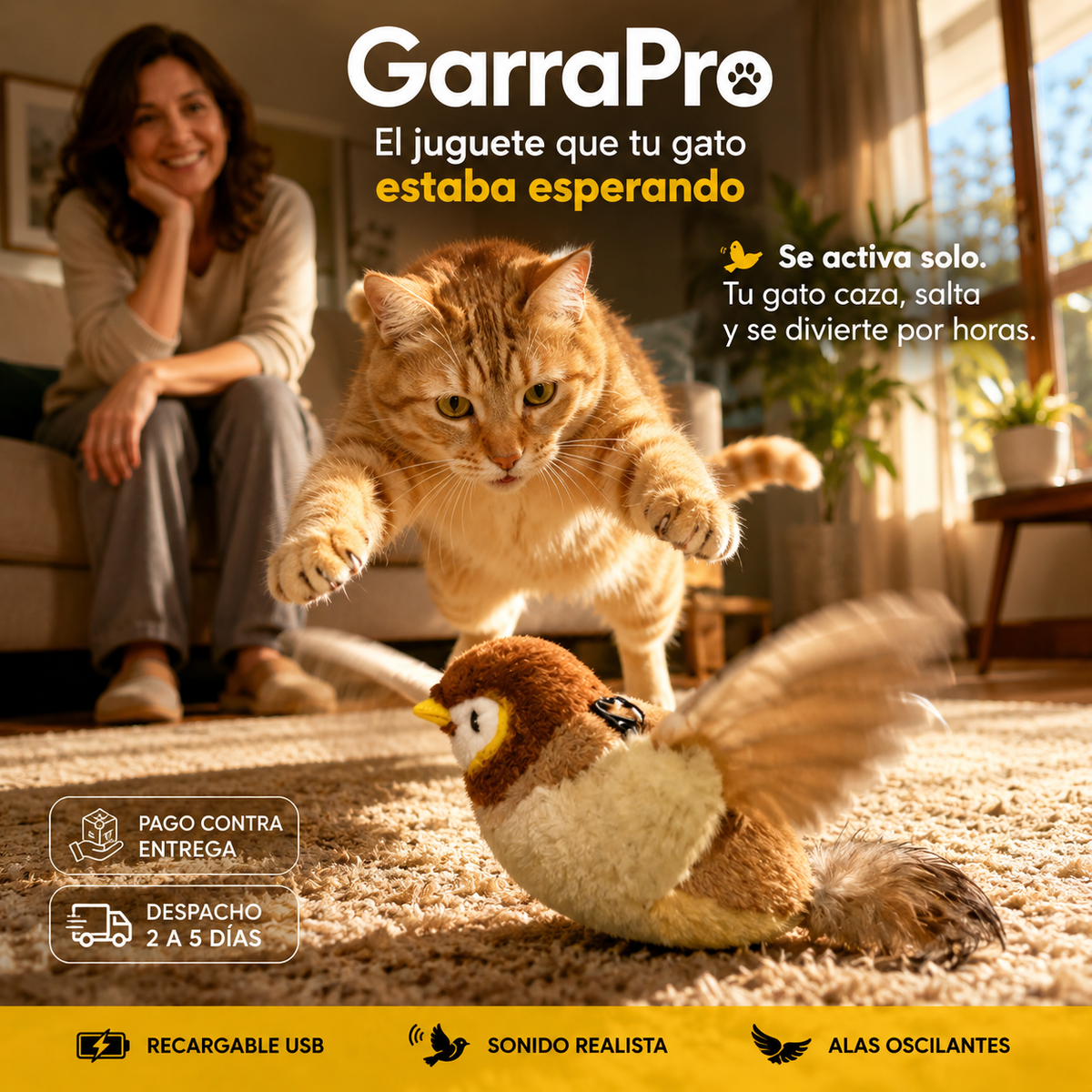 GarraPro — El Juguete que Mantiene a tu Gato Activo y Feliz Todo el Día