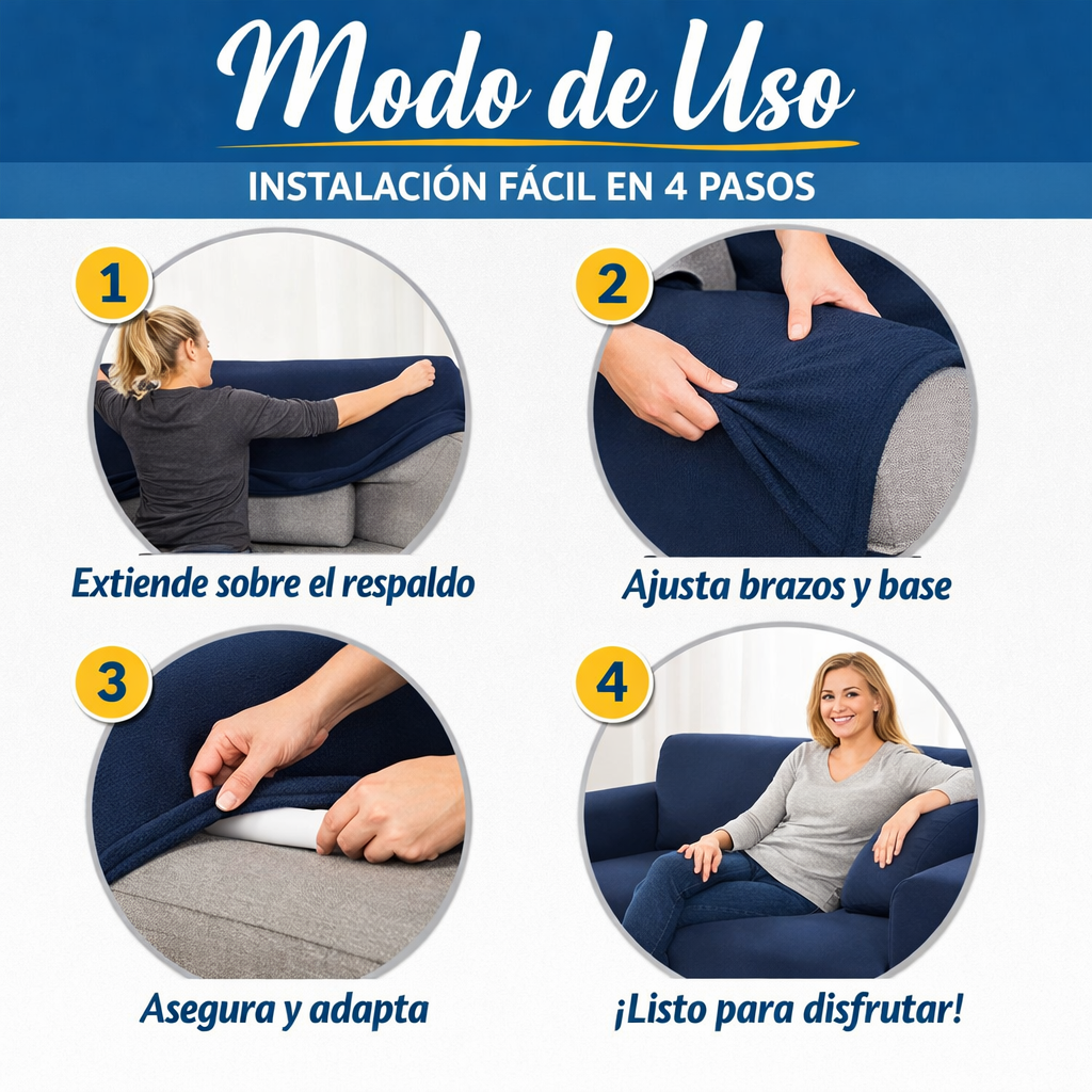 Funda Elástica para Sofá - Protección Antimanchas - Renueva tu Living en Minutos