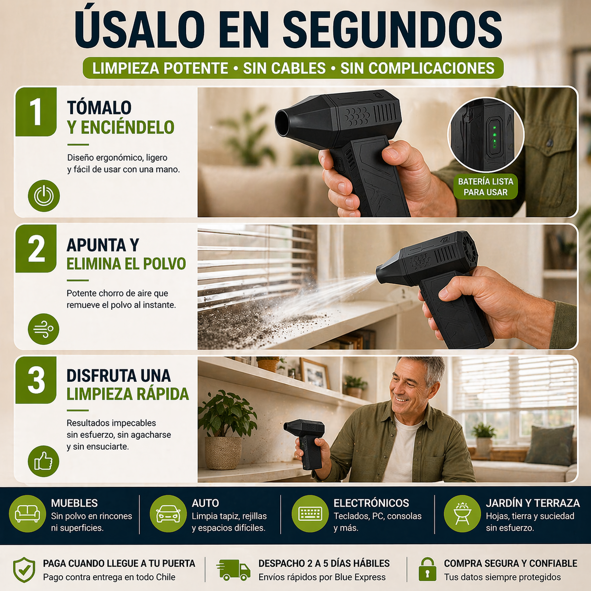 TurboClean Pro - Limpieza Potente Sin Cables en Segundos