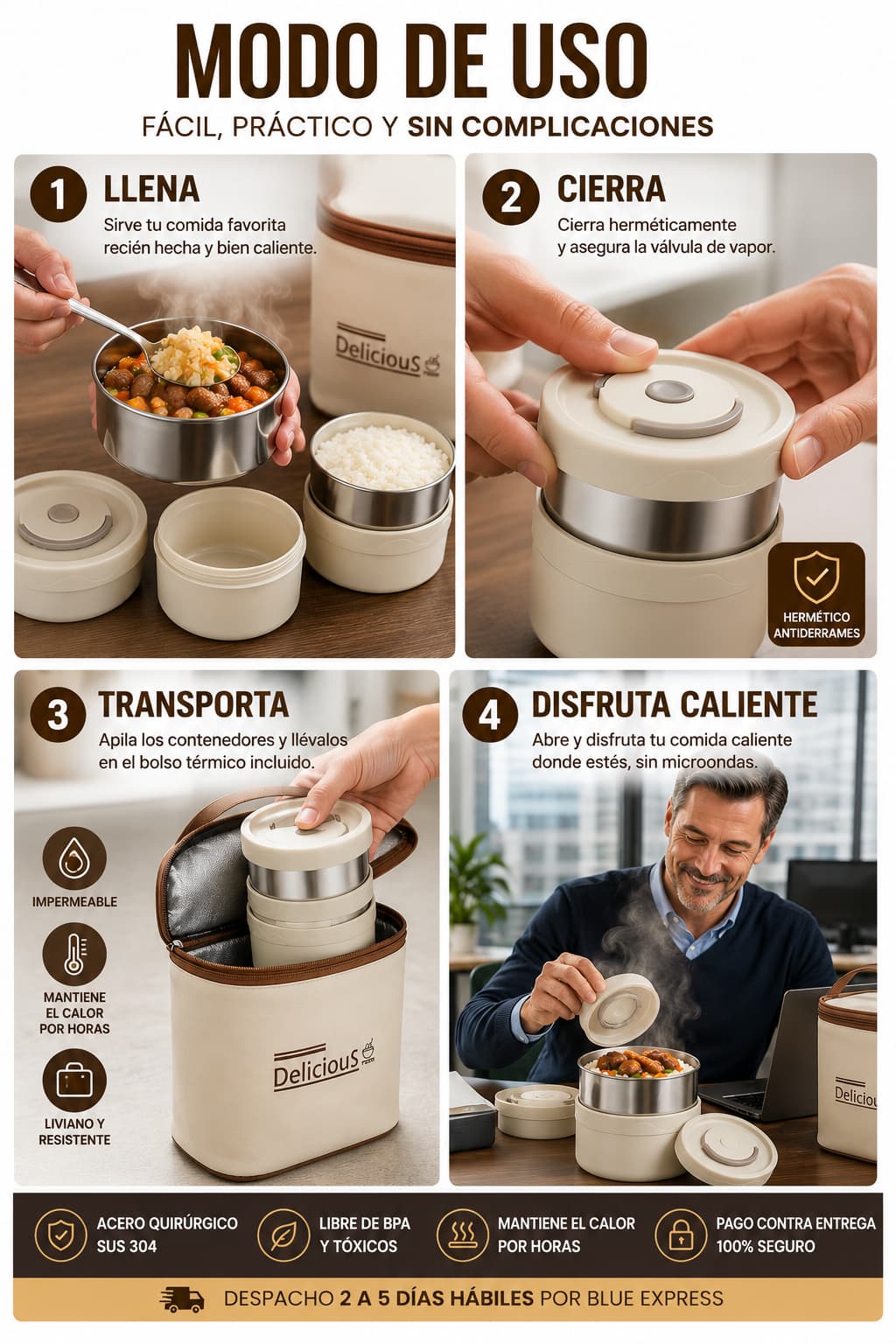 PortaVianda SUS 304 — Come Caliente Donde Quieras