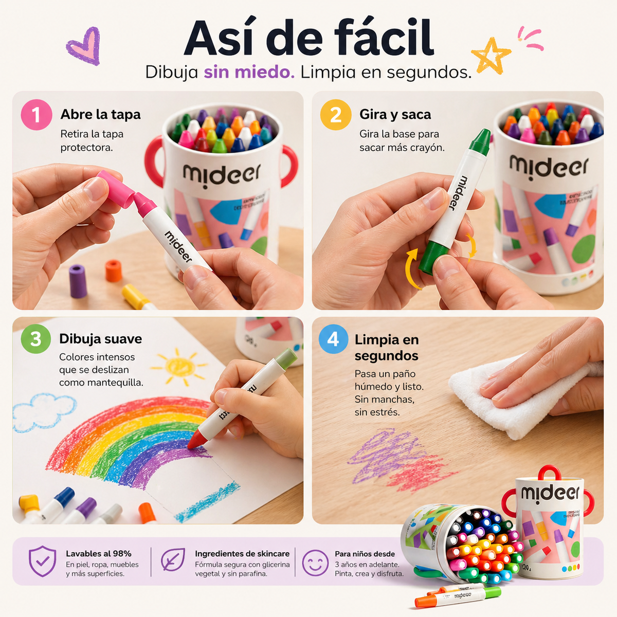 ArteSilk Pro — Los crayones que cuidan a tus hijos mientras dibujan sin manchar nada