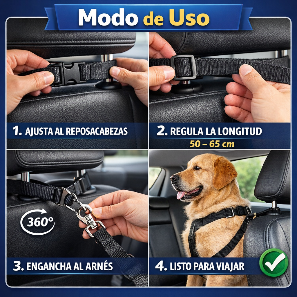 Cinturón de Seguridad para Mascotas – Control en el Auto – Viajes Seguros desde el Primer Uso