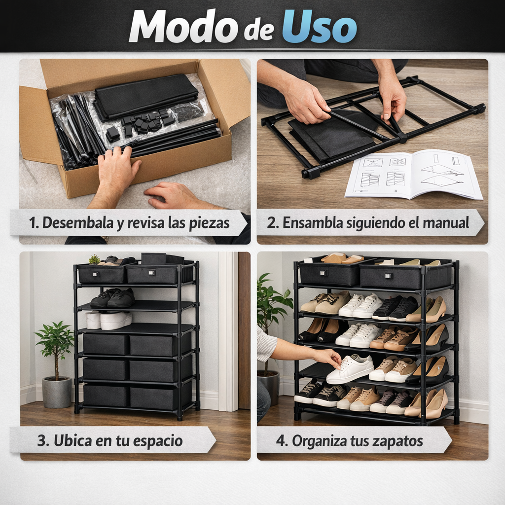 Zapatera 6 Niveles 2 en 1 - Organiza 21 Pares - Orden Visible en Minutos