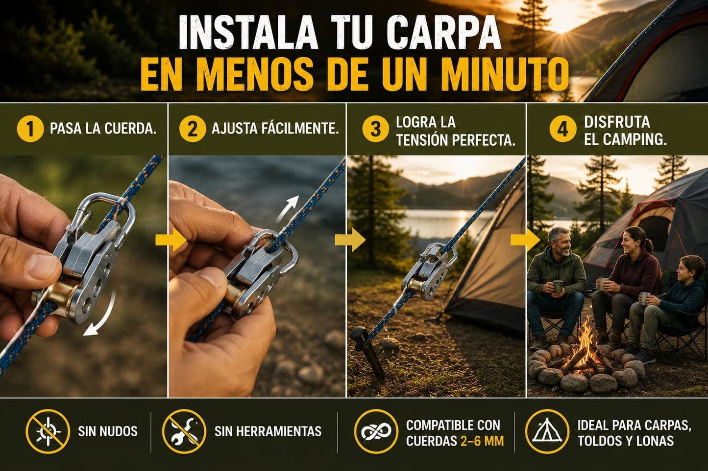 TensaPro - Arma tu carpa en segundos, sin nudos ni problemas