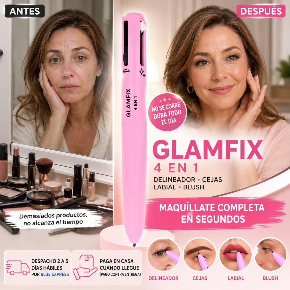 GlamFix 4 en 1 - Maquíllate Completa en Segundos