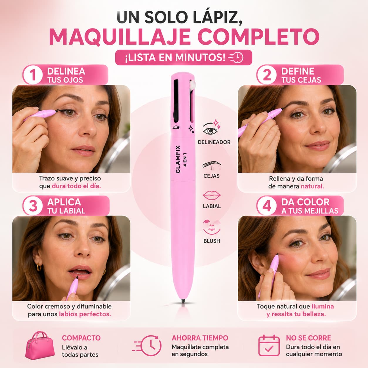 GlamFix 4 en 1 - Maquíllate Completa en Segundos