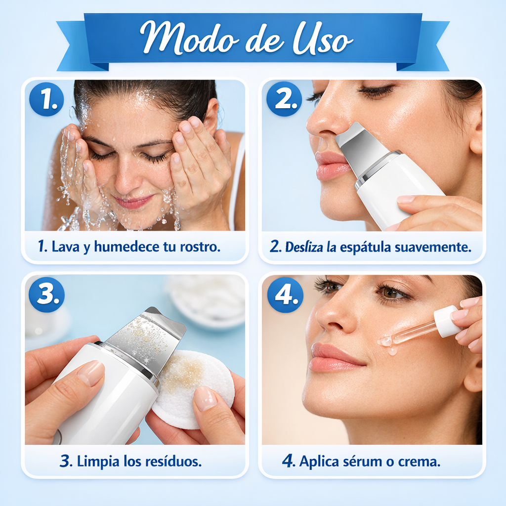 Espátula Facial Ultrasónica – Limpieza Profunda – Piel Más Suave Desde el Primer Uso