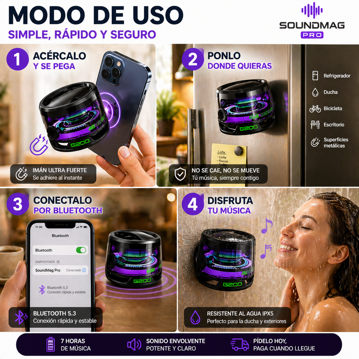 SoundMag Pro - El Altavoz Bluetooth que Se Pega a Todo y Suena Increíble
