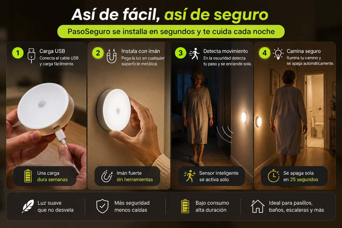PasoSeguro — Ilumina tu paso al baño y evita caídas de noche