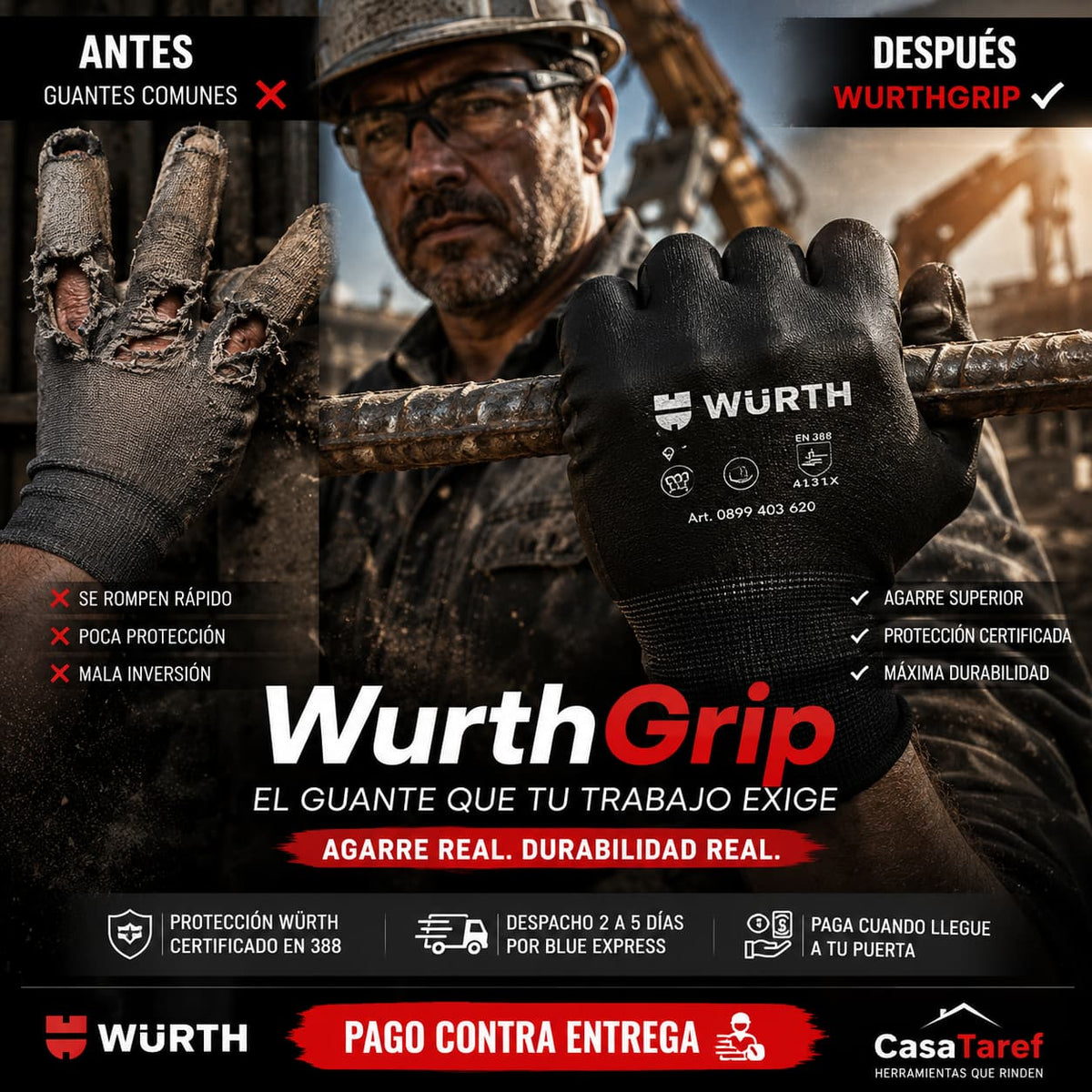 WurthGrip — El Guante Profesional que Aguanta lo que Tus Manos No Pueden