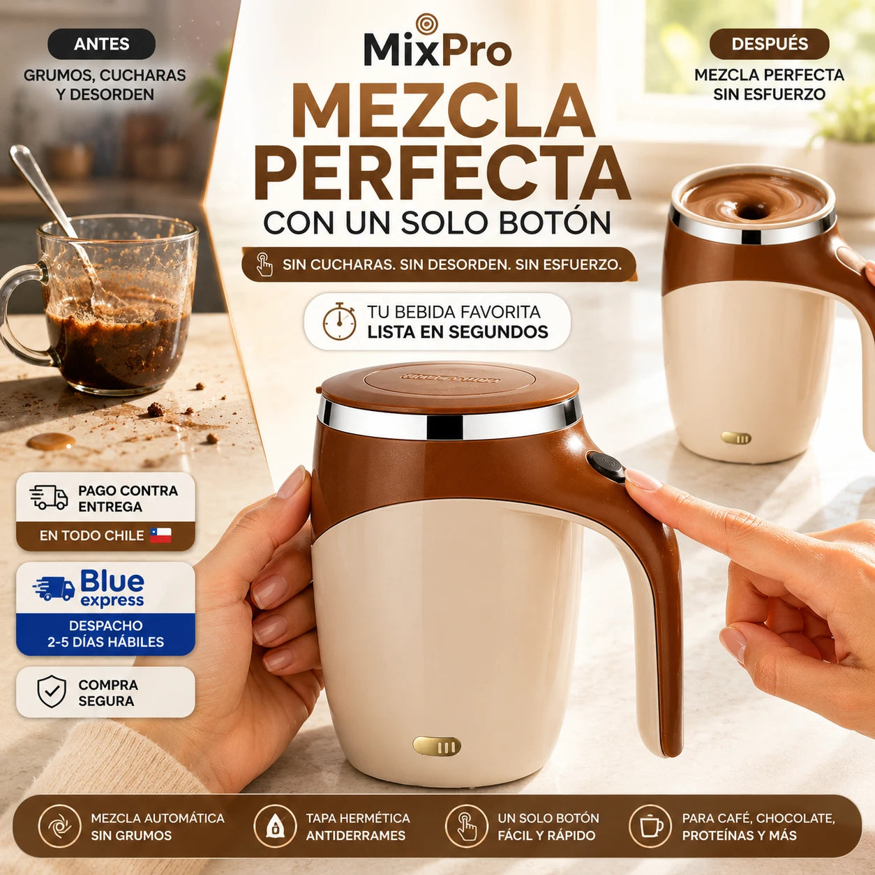 MixPro — Tu bebida perfecta en segundos, sin cucharas ni esfuerzo