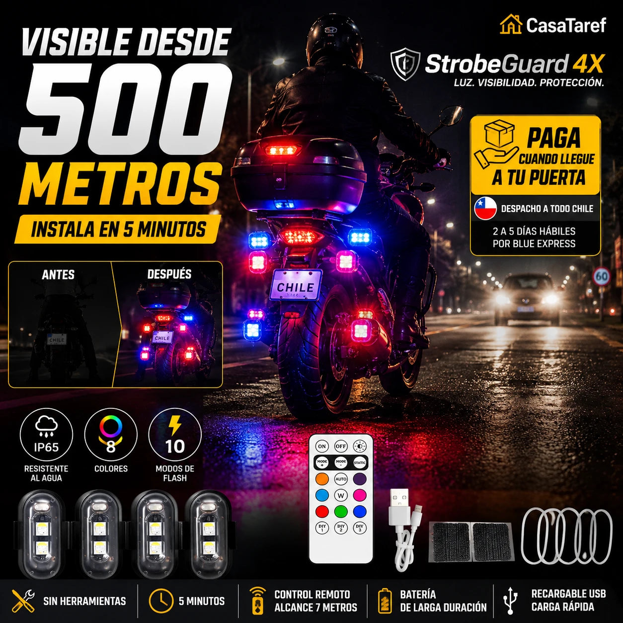 StrobeGuard 4X — Visibilidad Total en la Oscuridad