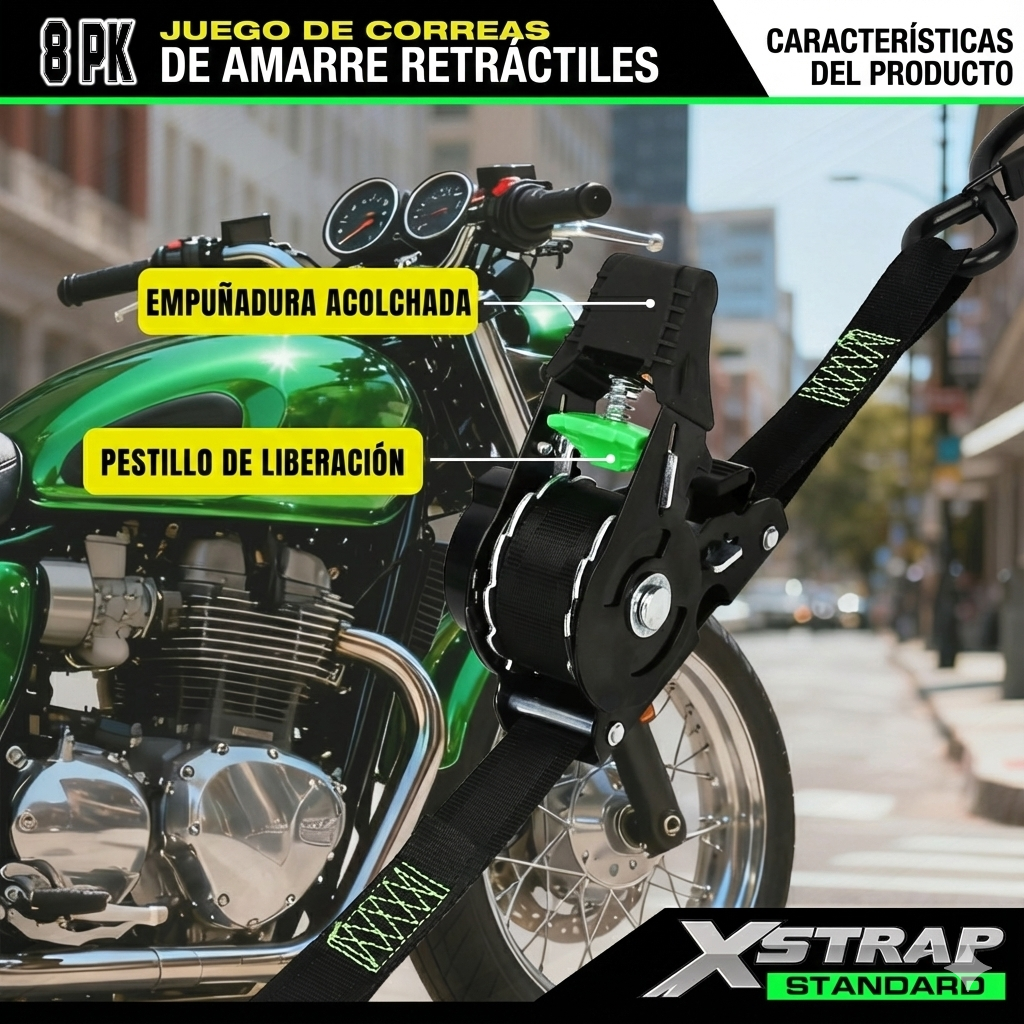 PACK 2: Correa Automática Retráctil – Ajuste Rápido – Sujeta tu carga firme y segura en segundos