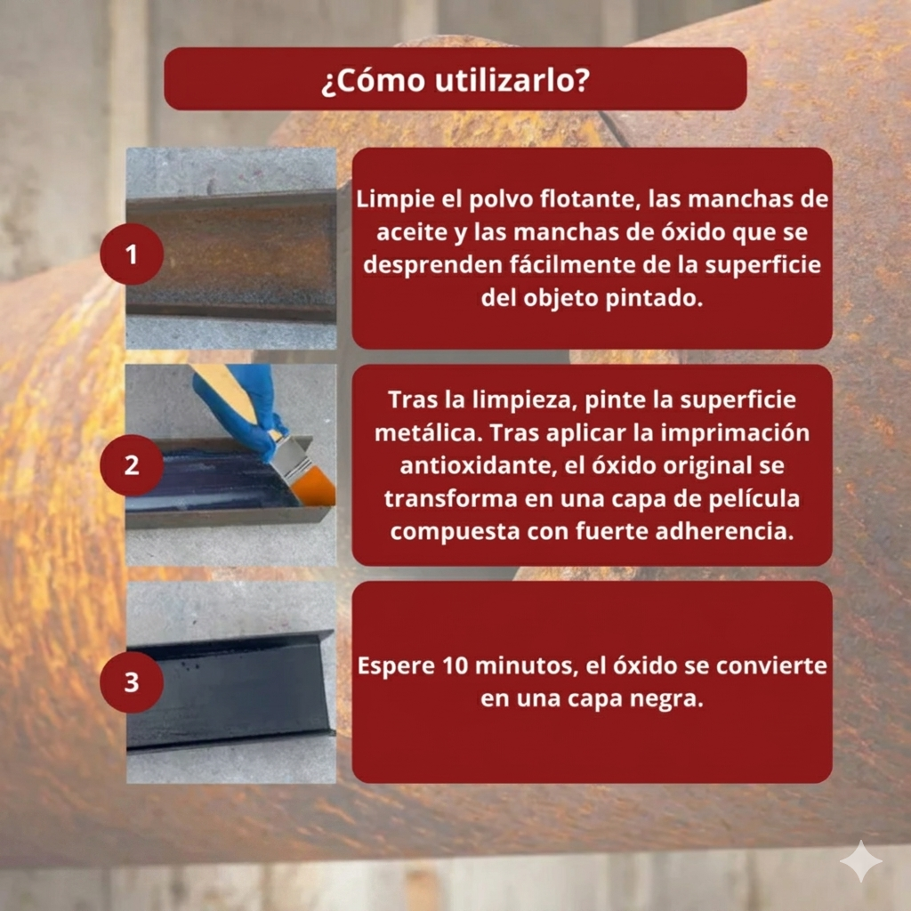 Pintura Antióxido 1kg - Elimina el Óxido Fácil - Recupera Metales en Solo Minutos
