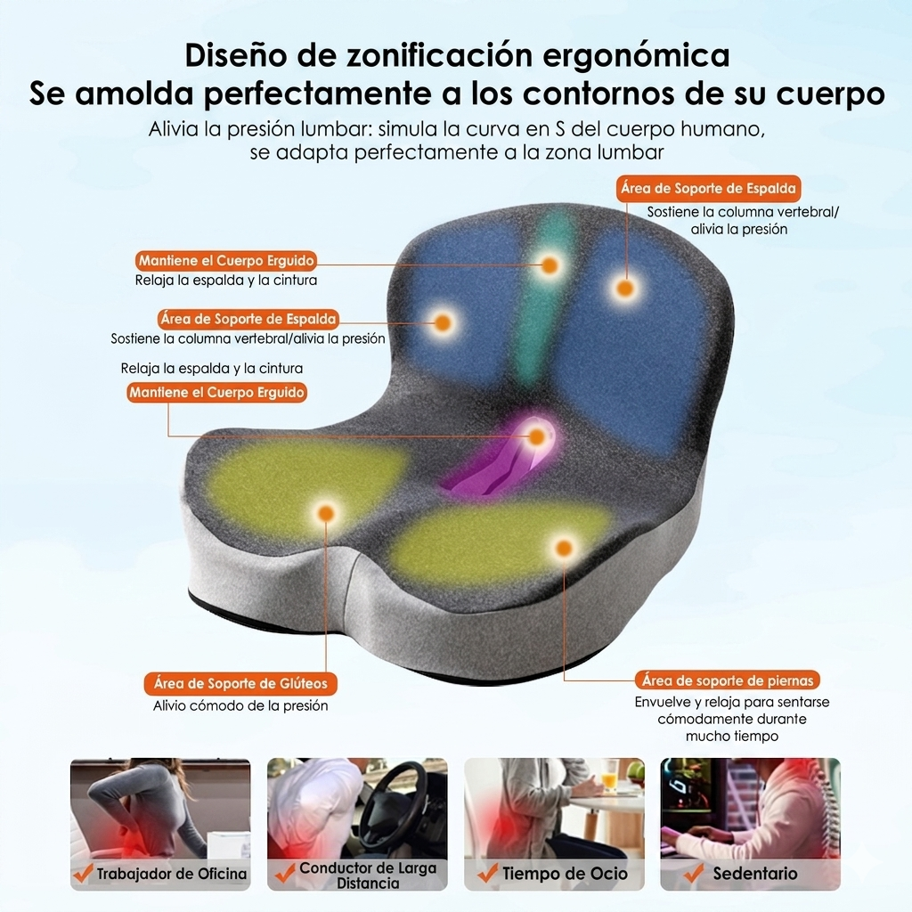 ErgoZen — Cojín ortopédico que alivia el dolor de espalda al instante