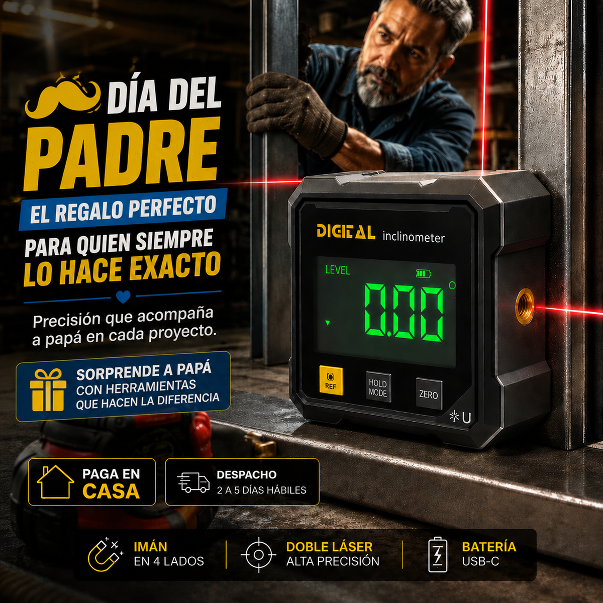 DÍA DEL PADRE PROMO - Inclinómetro Digital Láser - 35% OFF