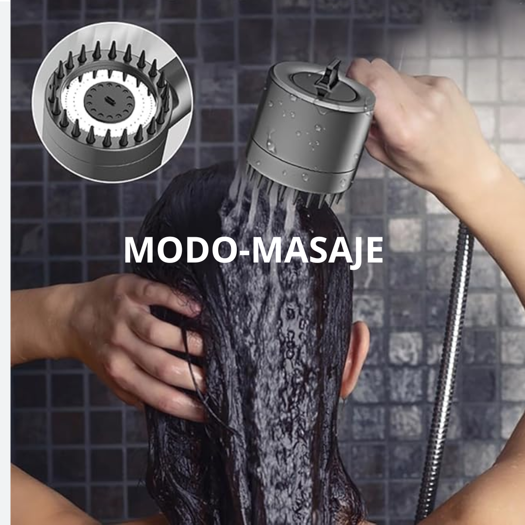 PACK 2 Cabezales de Ducha Masajeador 4 en 1 – Filtra Impurezas y Aumenta la Presión – Piel Sana desde el Primer Uso