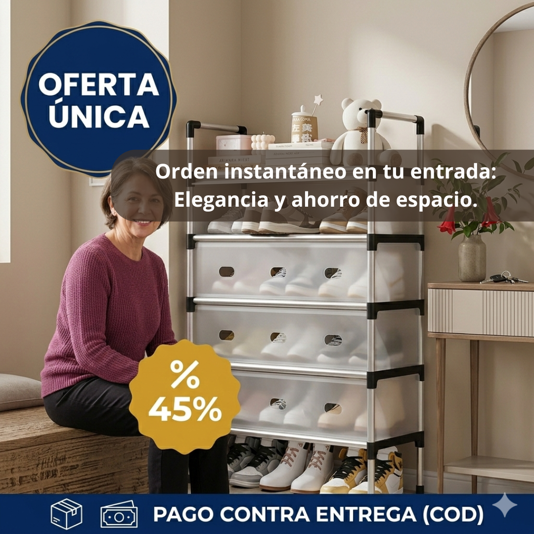Zapatera 6 Niveles 2 en 1 - Organiza 21 Pares - Orden Visible en Minutos