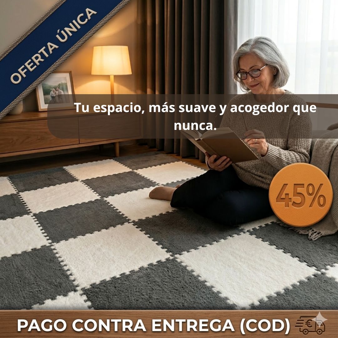 Alfombra Modular de Felpa — Se Arma Sin Herramientas — Tu Piso Frío Convertido en Calidez en Minutos