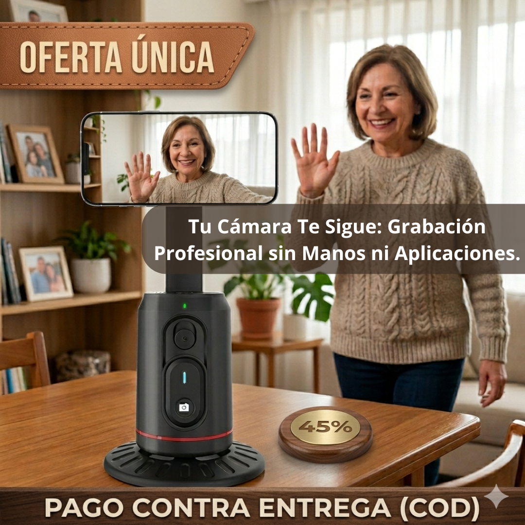 Soporte IA con Seguimiento 360° – Graba Solo y en Movimiento – Tus Videos Perfectos Sin Ayuda de Nadie