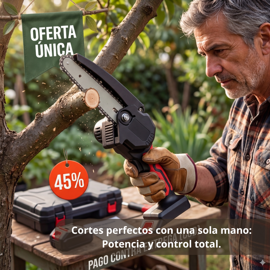 Mini Sierra de Poda Recargable - Corta Ramas Fácil - Mantén Tu Jardín Listo en Minutos